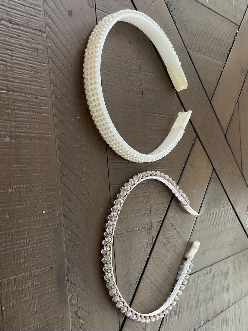 Pearl and Crystal Embellished Women's Headbands - White